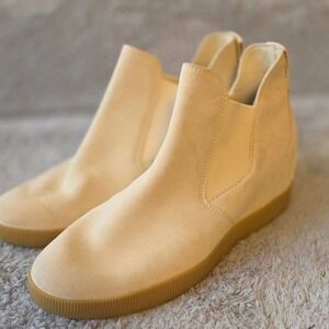 Sorel x CALIA Women's Cream Suede Leather Ankle Booties Waterproof Wedge Size 11